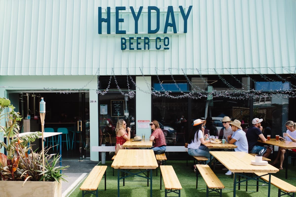 Mint green exterior, gleaming steel brew tanks visible from the street, and a sunshine-soaked beer garden with picnic tables on Upper Cuba Street. Heyday releases around 25 beers a year, from coffee-infused white stout to grapefruit New England IPAs. Dog-friendly inside and out, open from 2pm midweek and 11:30am weekends. Light, bright, colourful, and inclusive — exactly what a good brewery should be. Perfect for a Friday afternoon knock-off with mates.